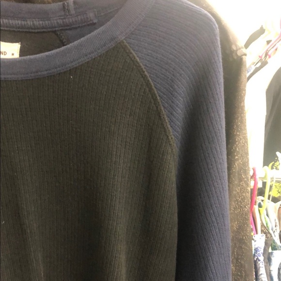 Lucky Brand Navy and Black Thermal Raglan Sweatshirt - Picture 3 of 5